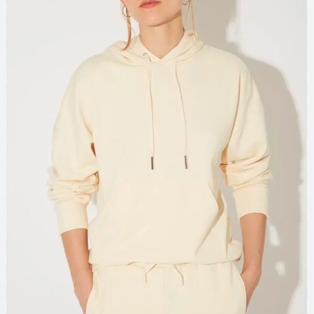 Misha Nonoo Womens Chelsea Beige Pullover Hoodie, Size Small